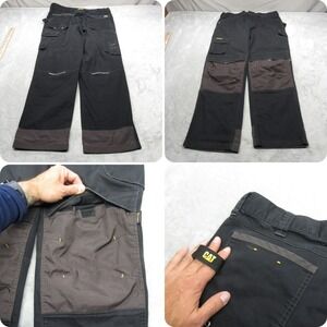 CAT Work Pants Mens 36x31 Black Carpenter Cordura Double Knee Pad Holder Roofing